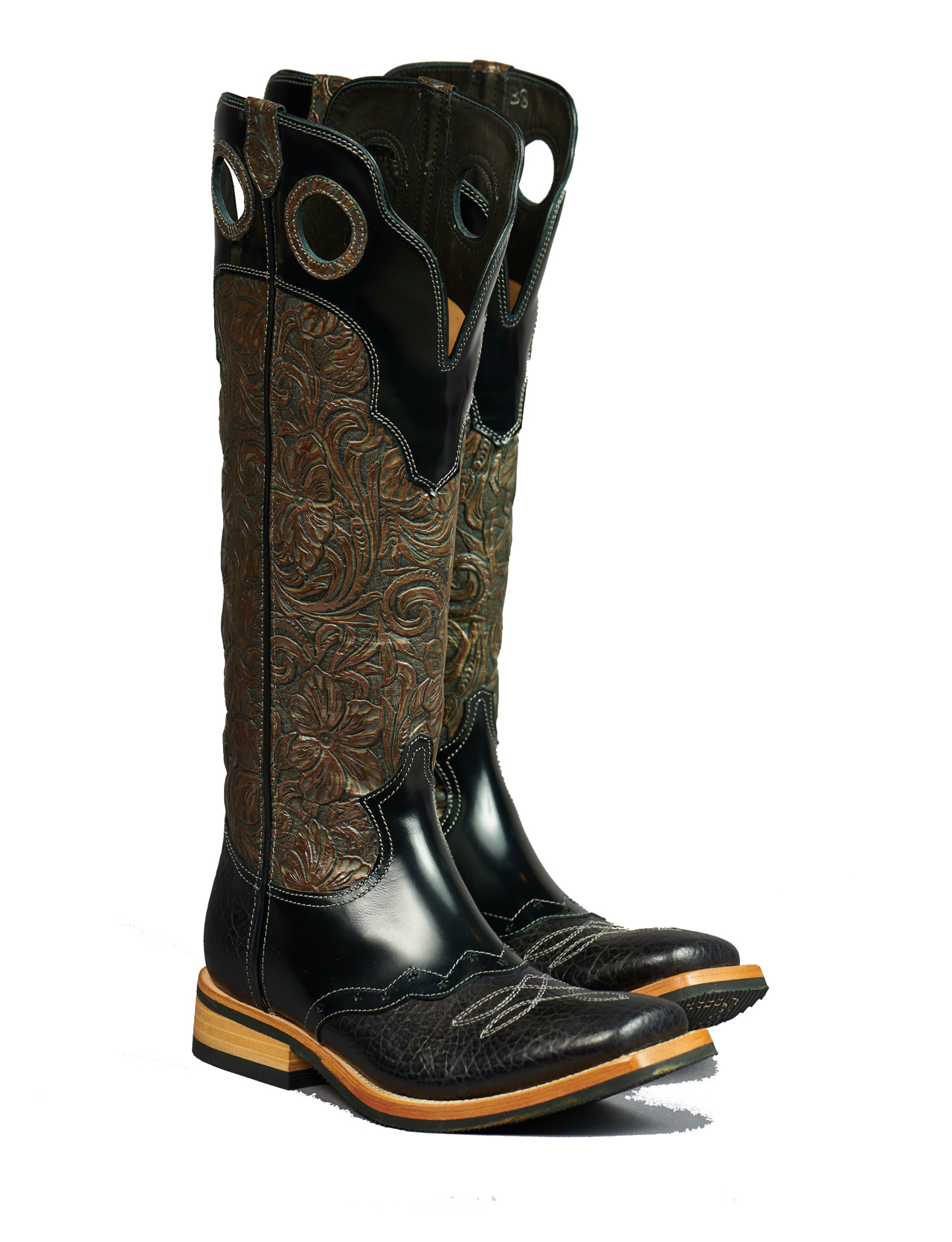 Secchiari Damen Stiefel long top black shiny