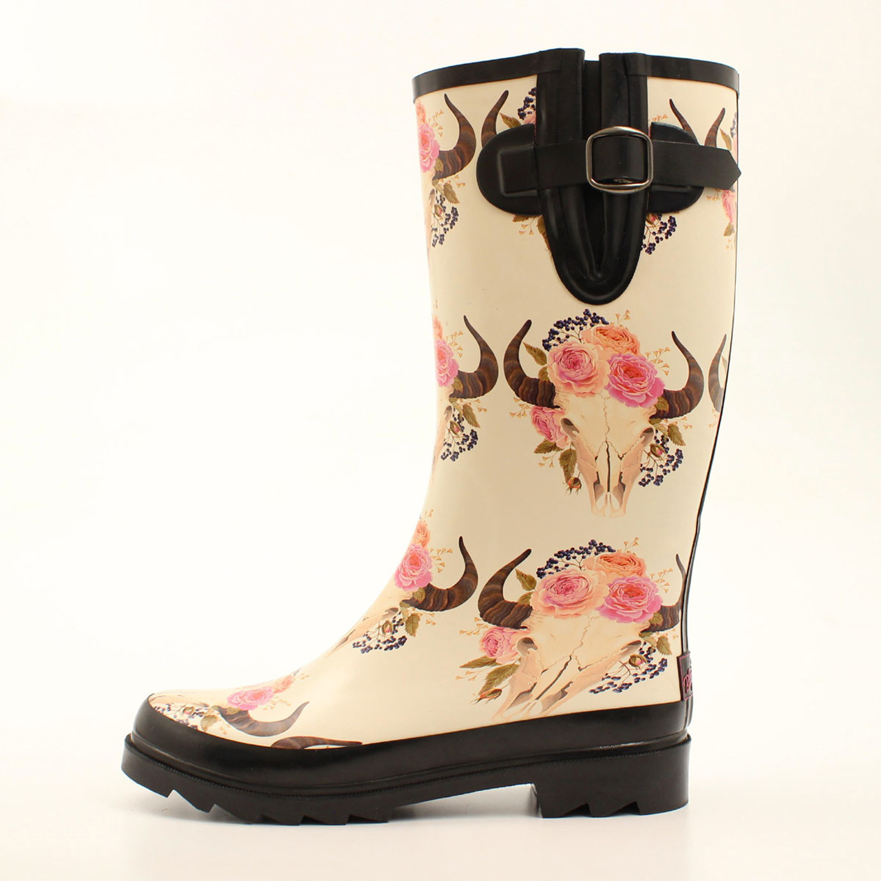 Gummistiefel Damen Flower Skull