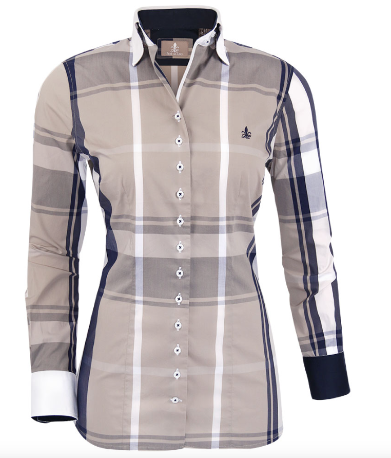 Fior da Liso Bluse Cecille Navy/Taupe